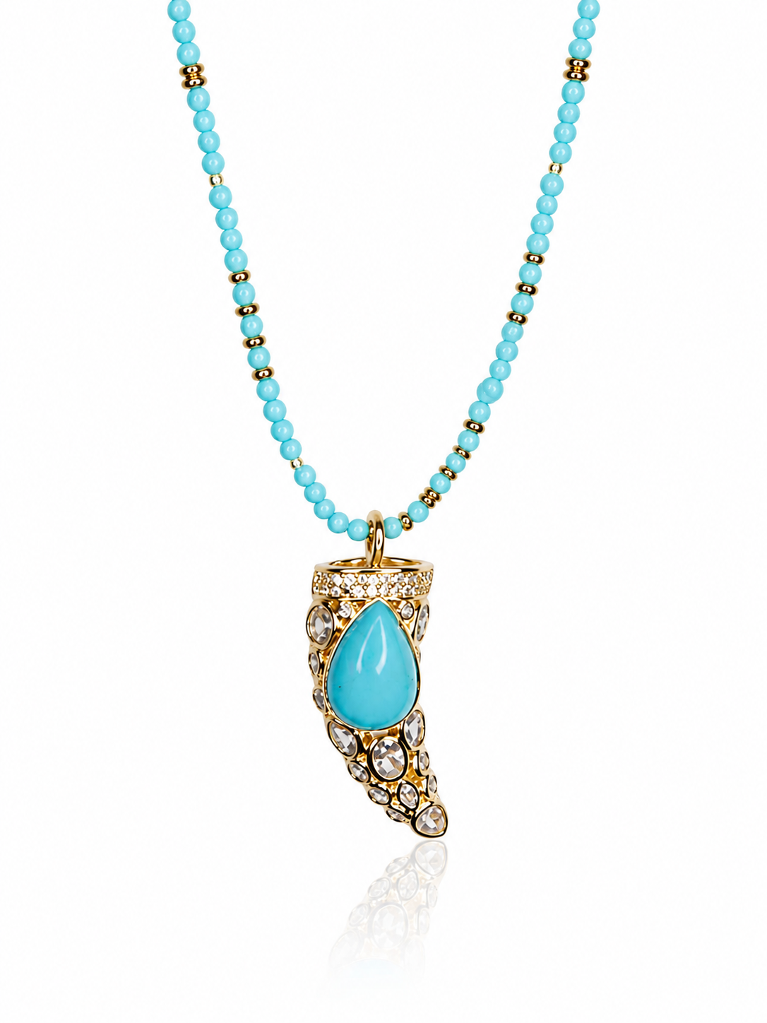collana charm corno turchese