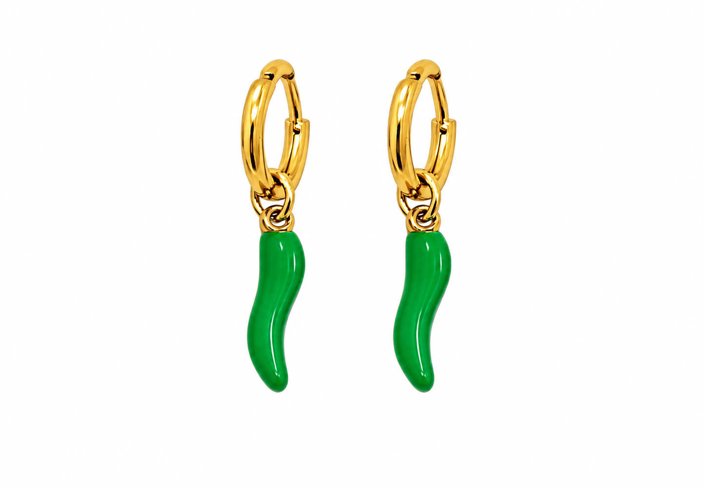 Orecchini peperoncino verde gold