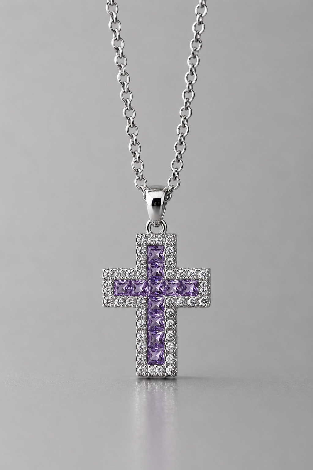 collana croce Amalia lilla silver