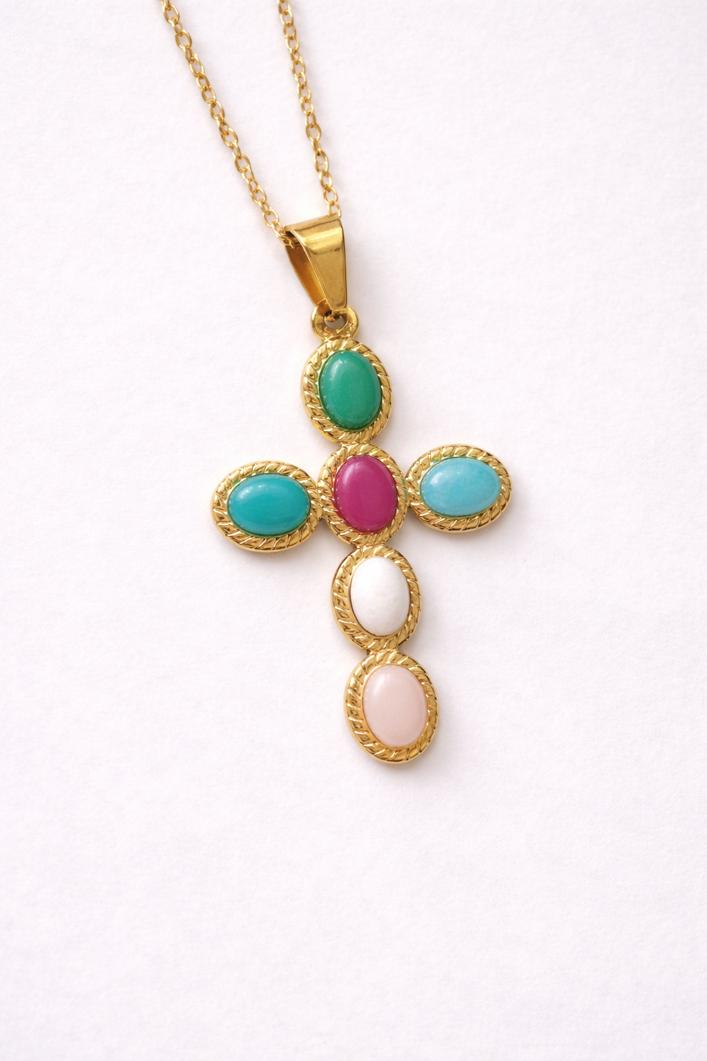collana Croce pietre colorate