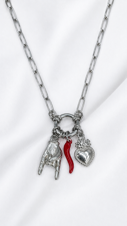 collana  Corno & Core silver