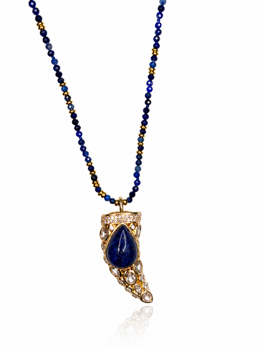 COLLANA CHARM CORNO  BLU