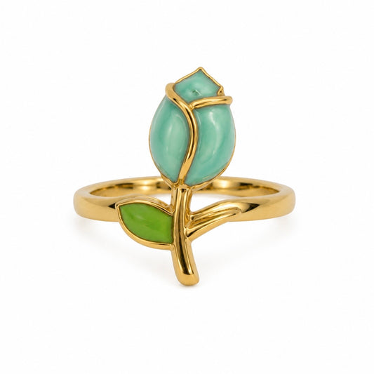 Anello tulipano verde acqua