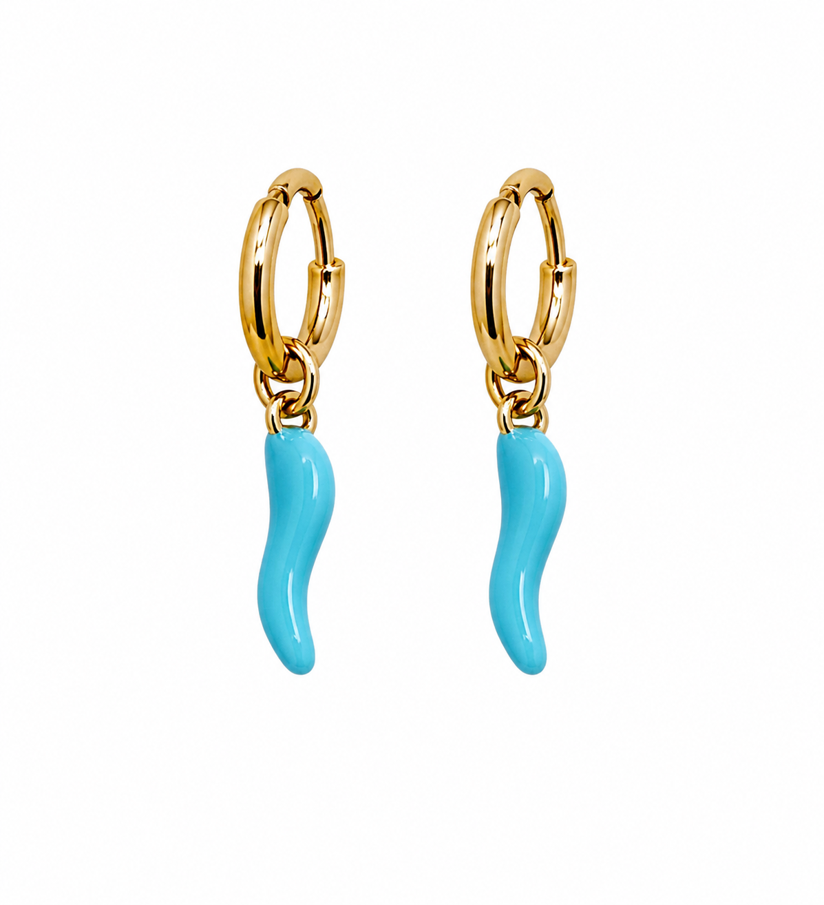 Orecchini peperoncino celeste gold