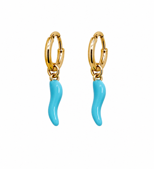 Orecchini peperoncino celeste gold