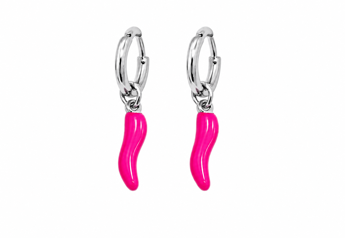 Orecchini peperoncino fucsia silver