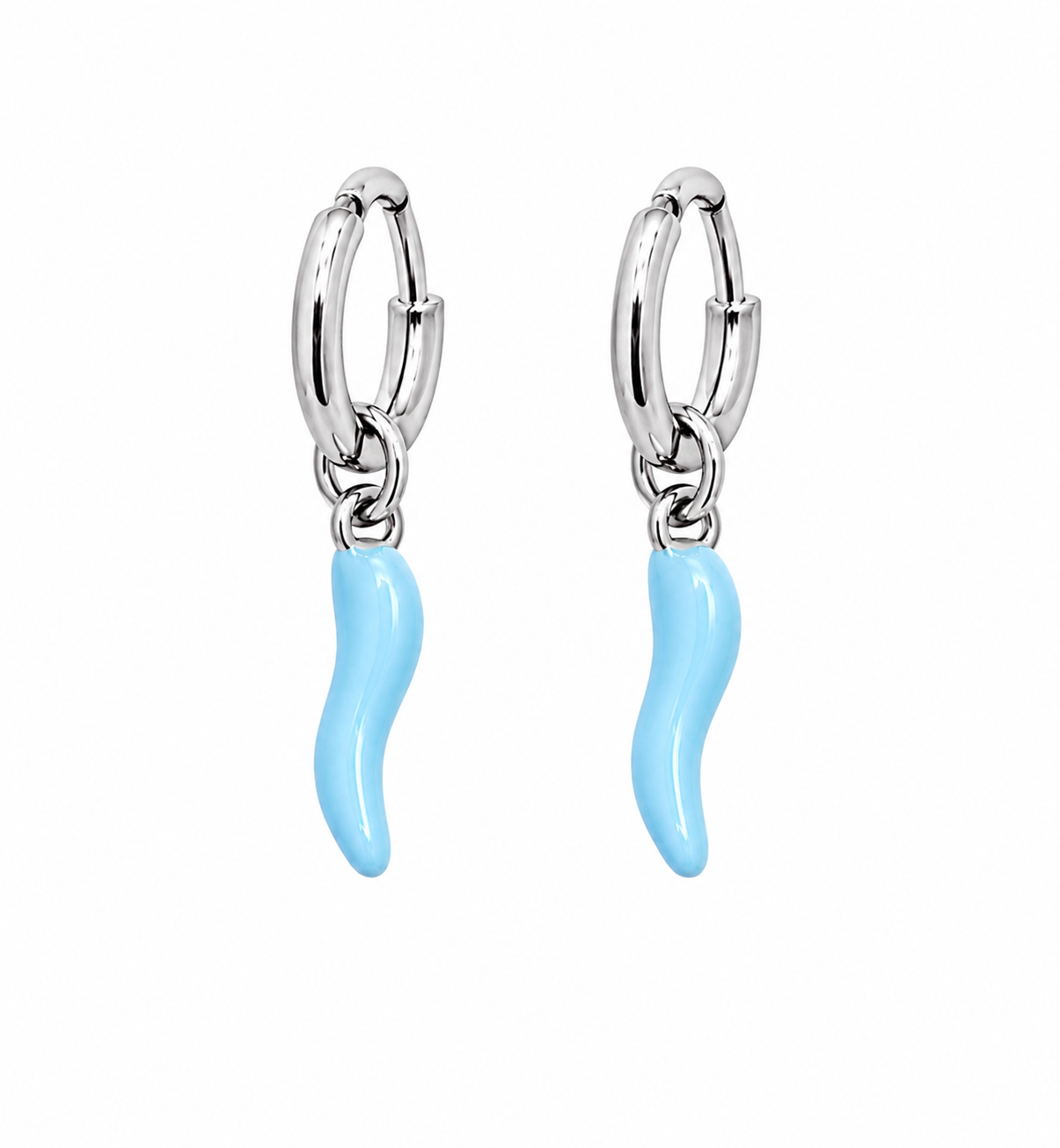 Orecchini peperoncino celeste silver