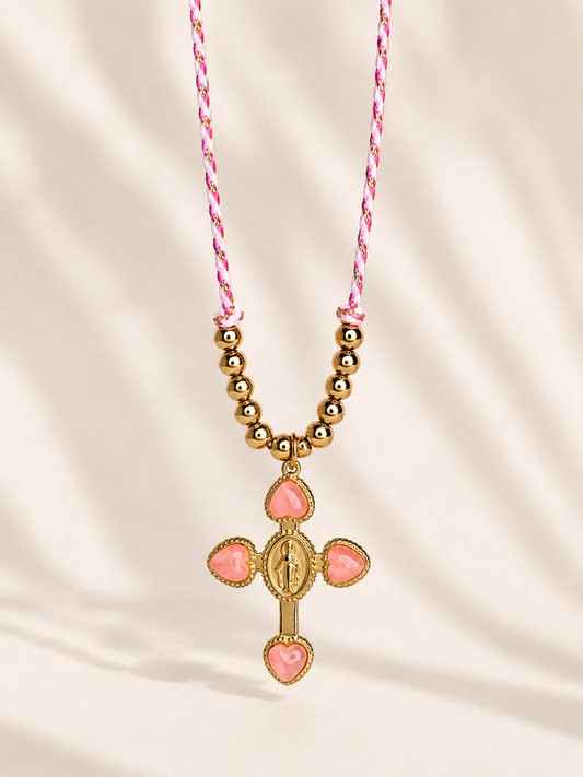 collana croce Ginevra rosa