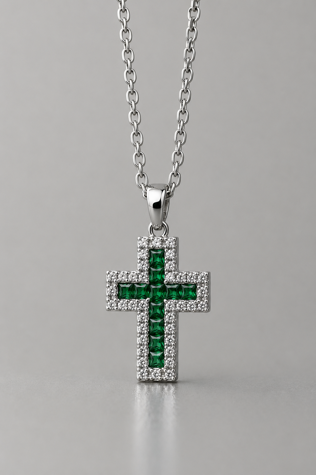 collana croce Amalia green silver