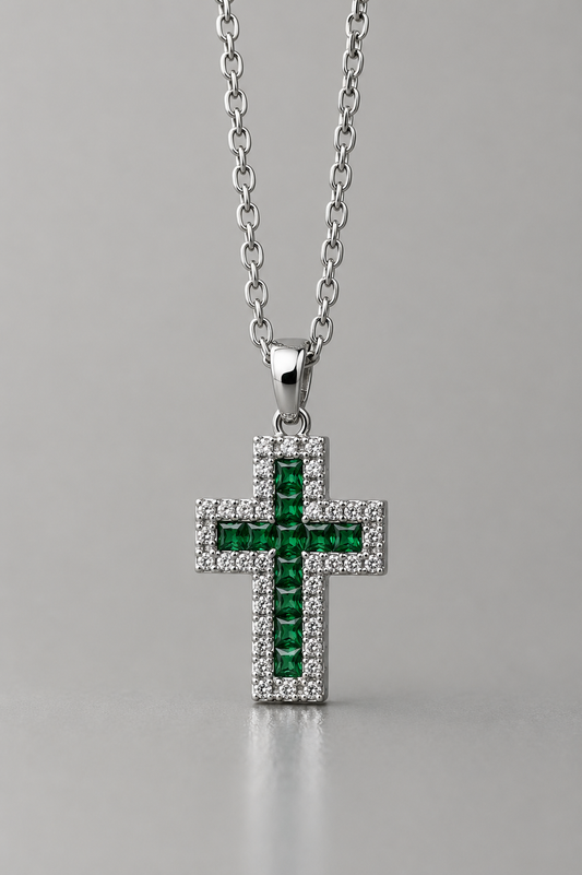 collana croce Amalia green silver