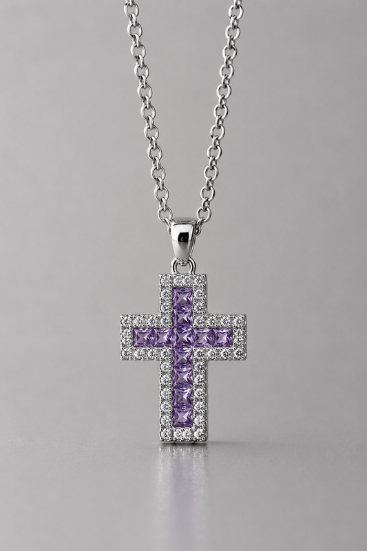 collana croce Amalia lilla silver