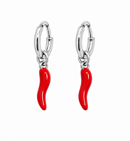 Orecchini peperoncino rosso silver