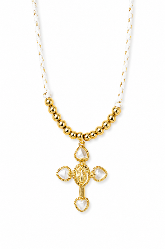 Collana croce Ginevra bianca