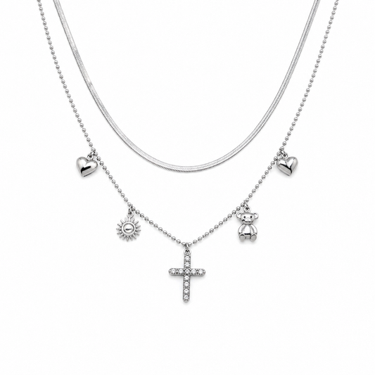 Collana Double layer silver