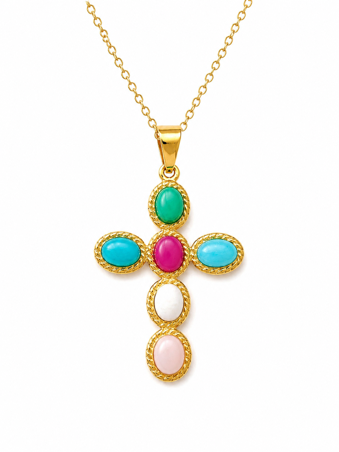 collana Croce pietre colorate