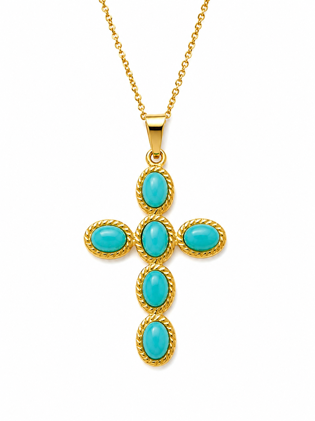collana Croce pietre celeste