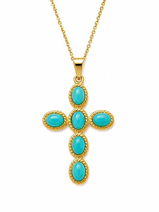 collana Croce pietre celeste