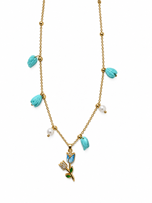 Collana tulipano azzurra