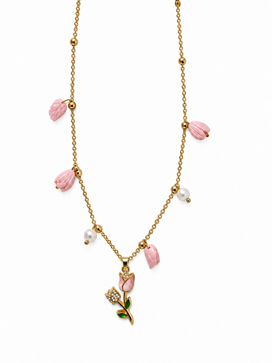 Collana tulipano rosa