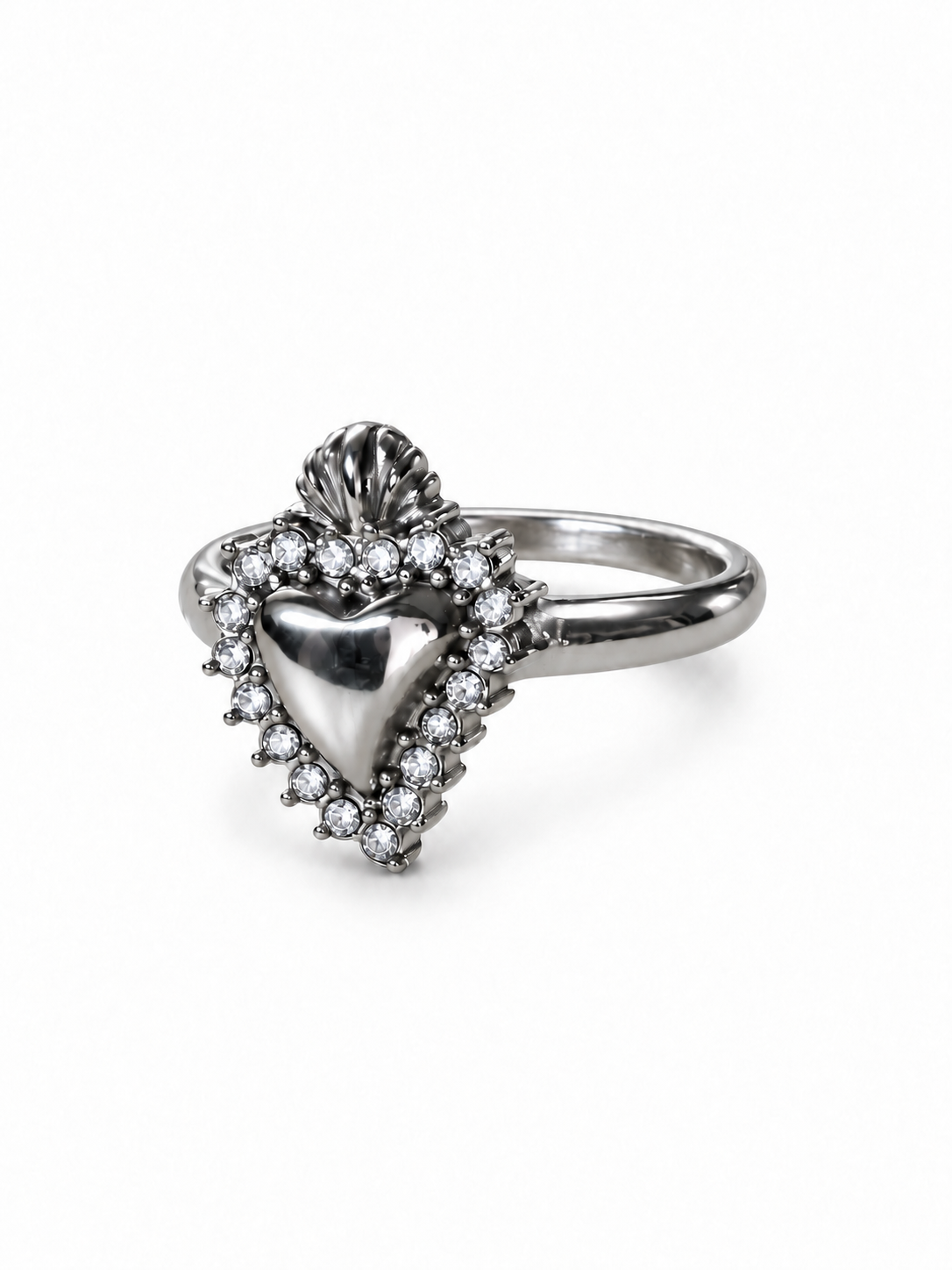 Anello cuore sacro pavé