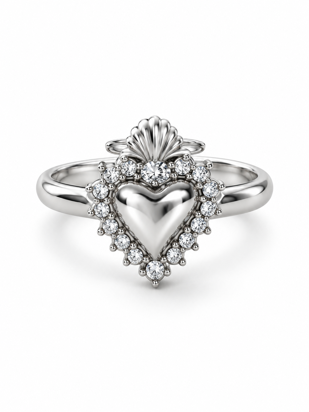 Anello cuore sacro pavé