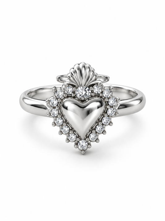 Anello cuore sacro pavé