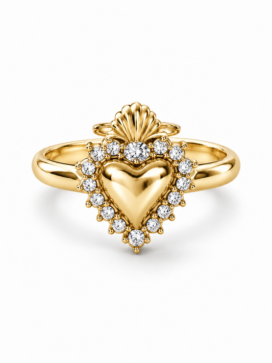 Anello cuore sacro pavé