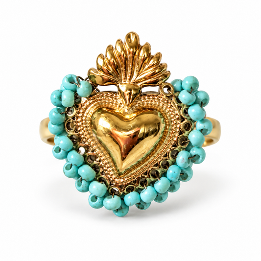 Anello cuore sacro azzurro