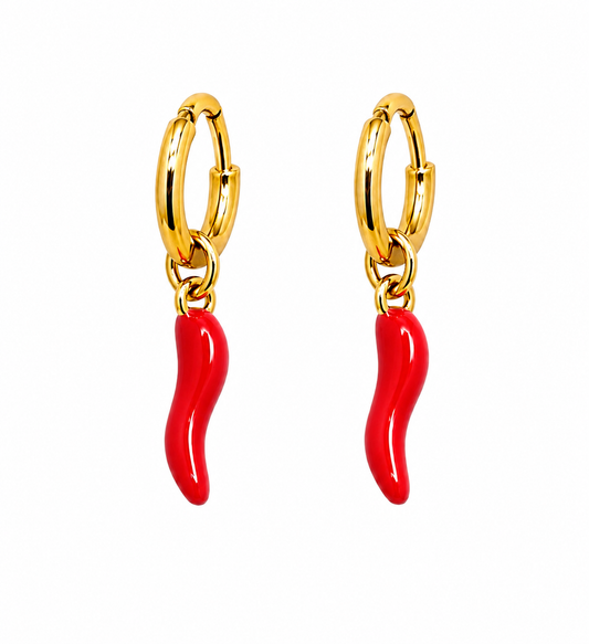 Orecchini peperoncino rosso gold