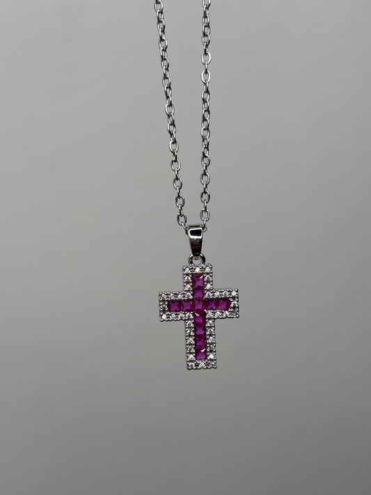 Collana  croce Amalia fucsia