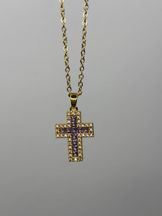 Collana croce Amalia lilla