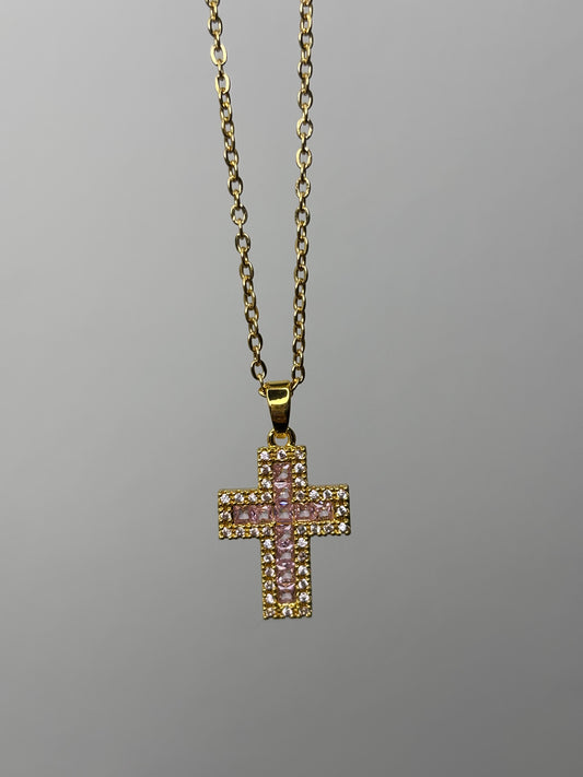 Collana croce Amalia Rosè