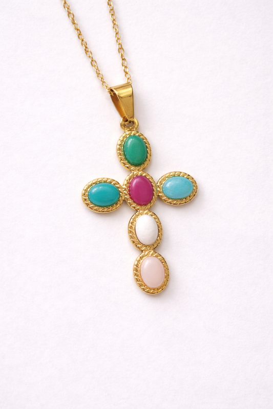 collana Croce pietre colorate