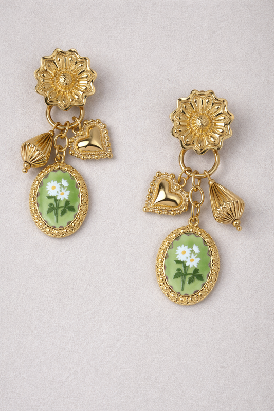 orecchini Cuore fiorito